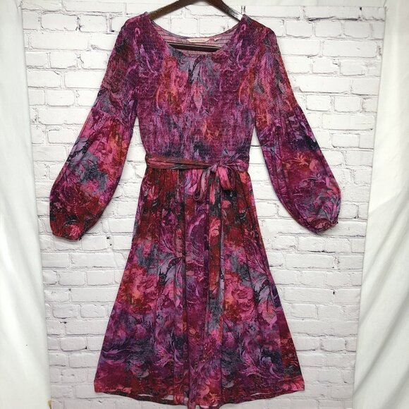 Soft Surroundings Red Pink Floral Coquette Vacation Maxi Dress Sz Small Pet - Picture 1 of 12